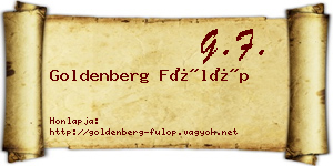 Goldenberg Fülöp névjegykártya