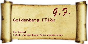 Goldenberg Fülöp névjegykártya